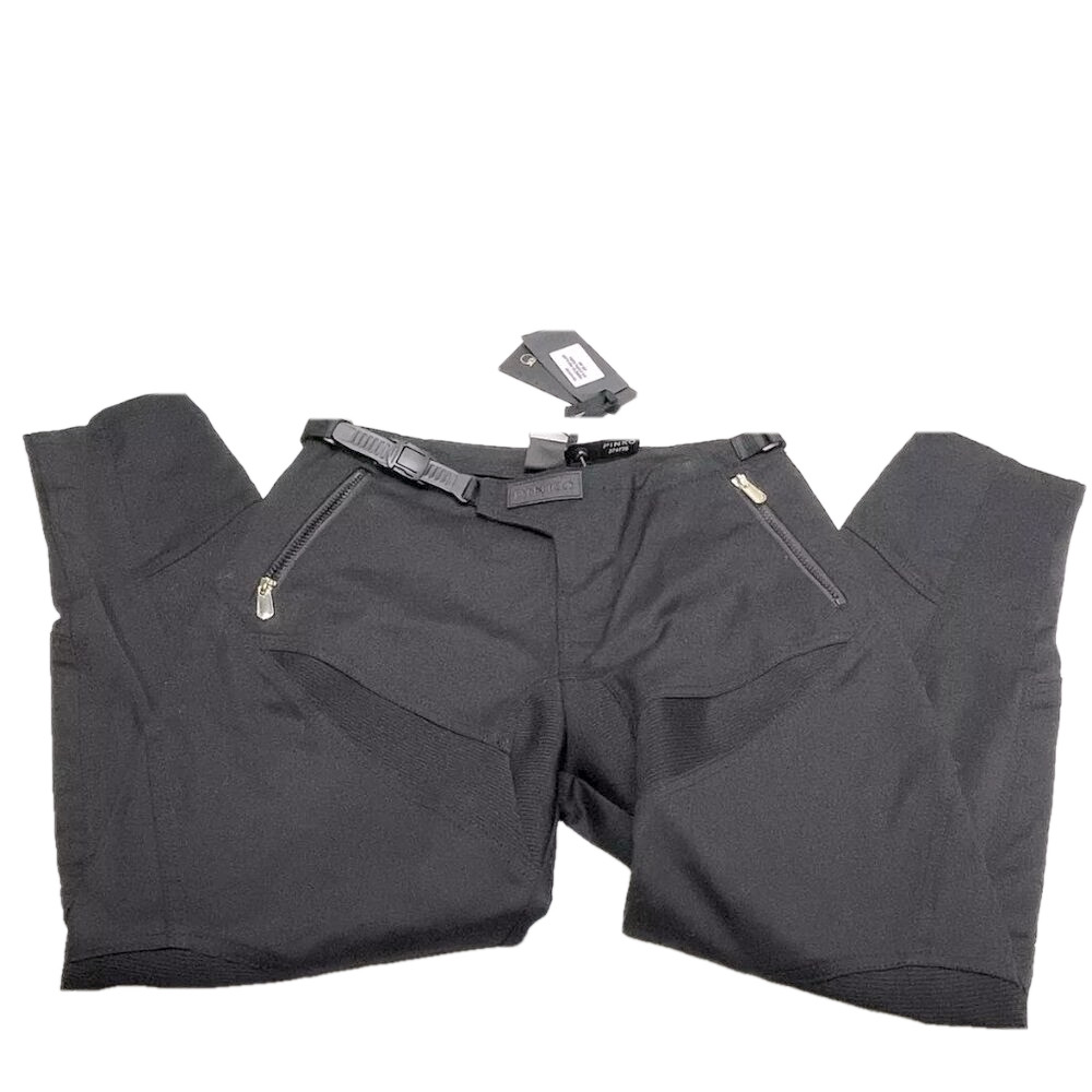 New Pinko Women's Pants Logo Patch Cropped Bottoms Size 42/Us M Black